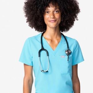 Figs Neon Blue Zamora Joggers & Catarina Top XS